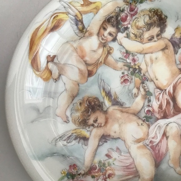 Limoges France Gold Accent Plate Dish 7.5” Hand Painted Cherubs Porcelain Signed - Picture 6 of 16